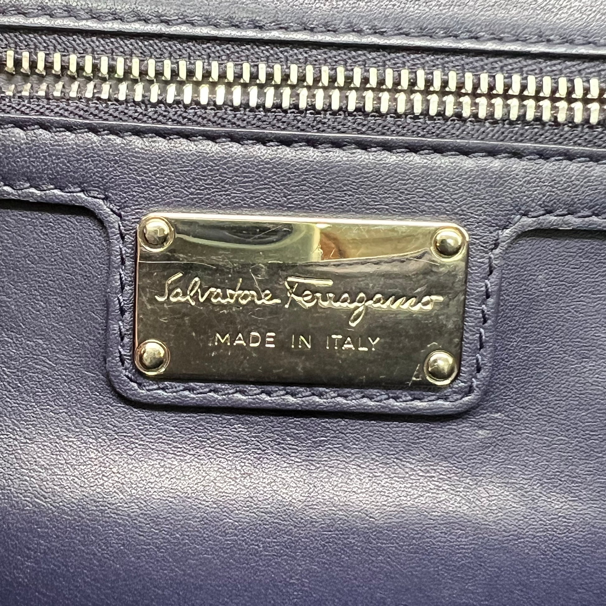 Salvatore Ferragamo Vara Bow Scallop Laser-Cut Chain Flap Bag B23149