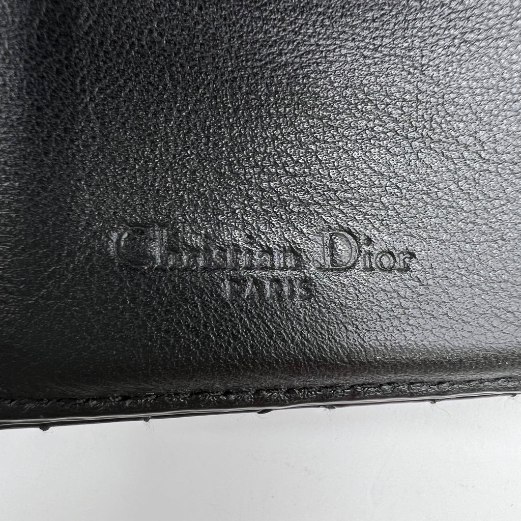 Dior Lady Dior Compact Wallet in Black Patent Cannage Leather W22556