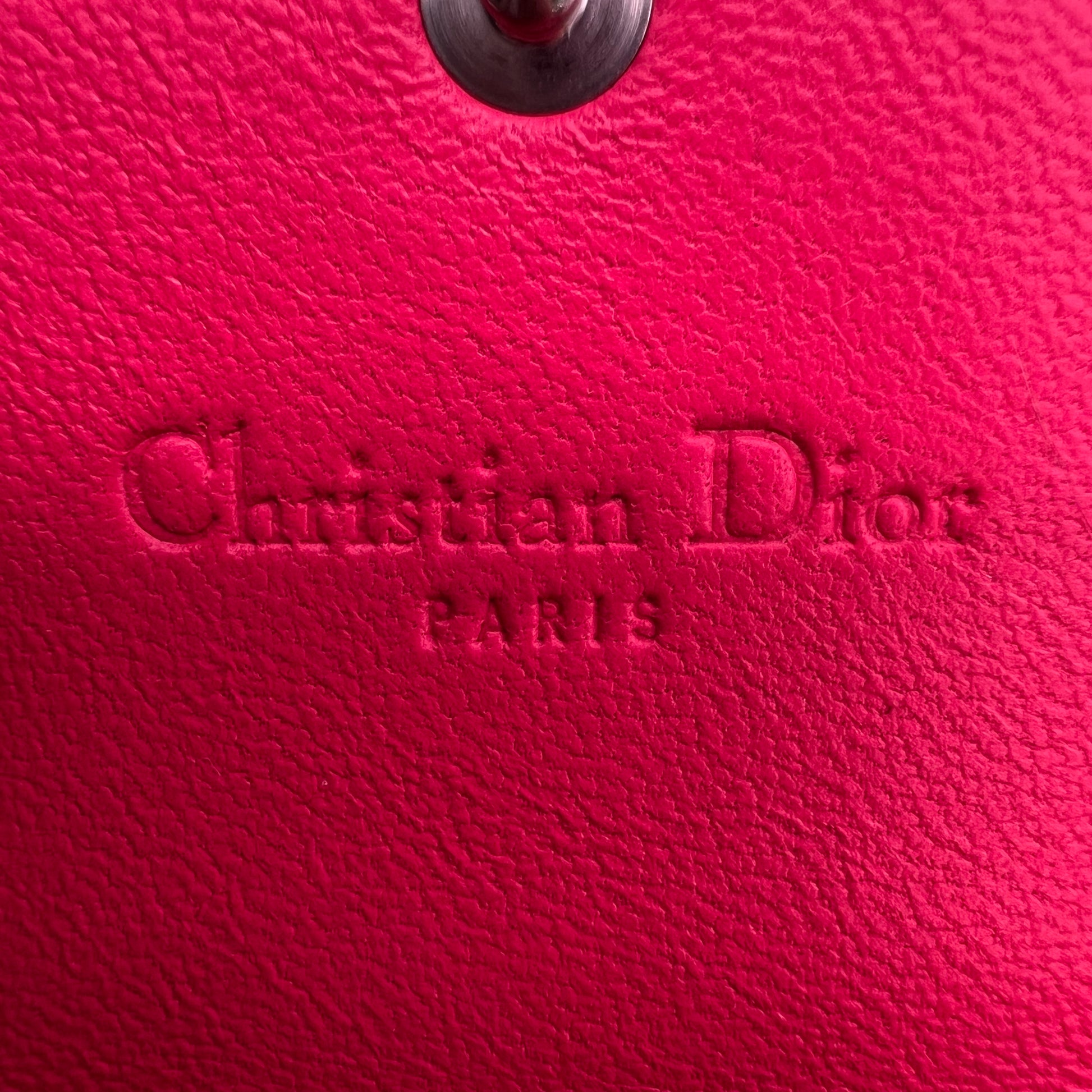 Fuchsia Quilted Cannage Leather Lady Dior Wallet on Chain Bag W22545