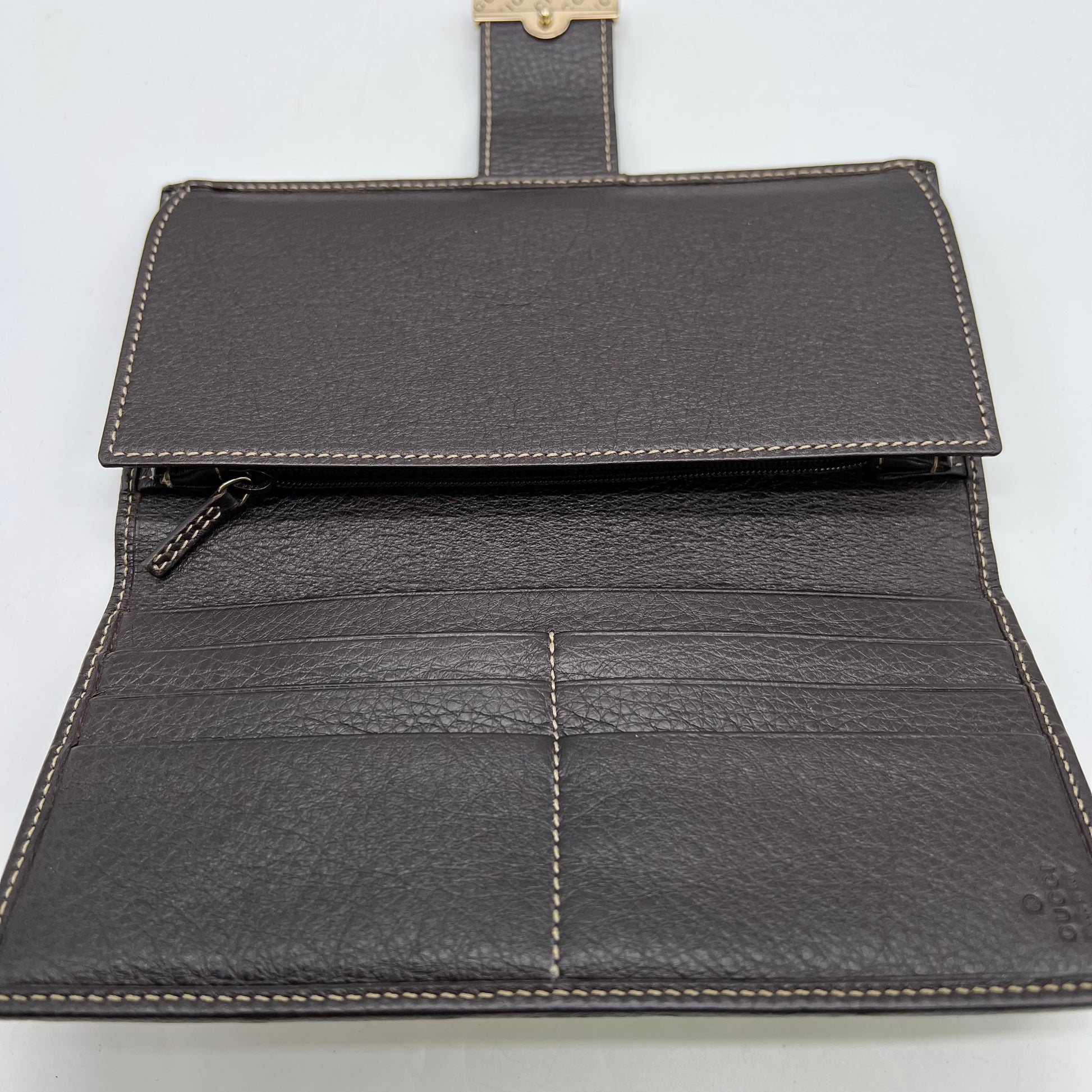 GG Plus Monogram Icon Bar Continental Flap Wallet Dark Brown W22548