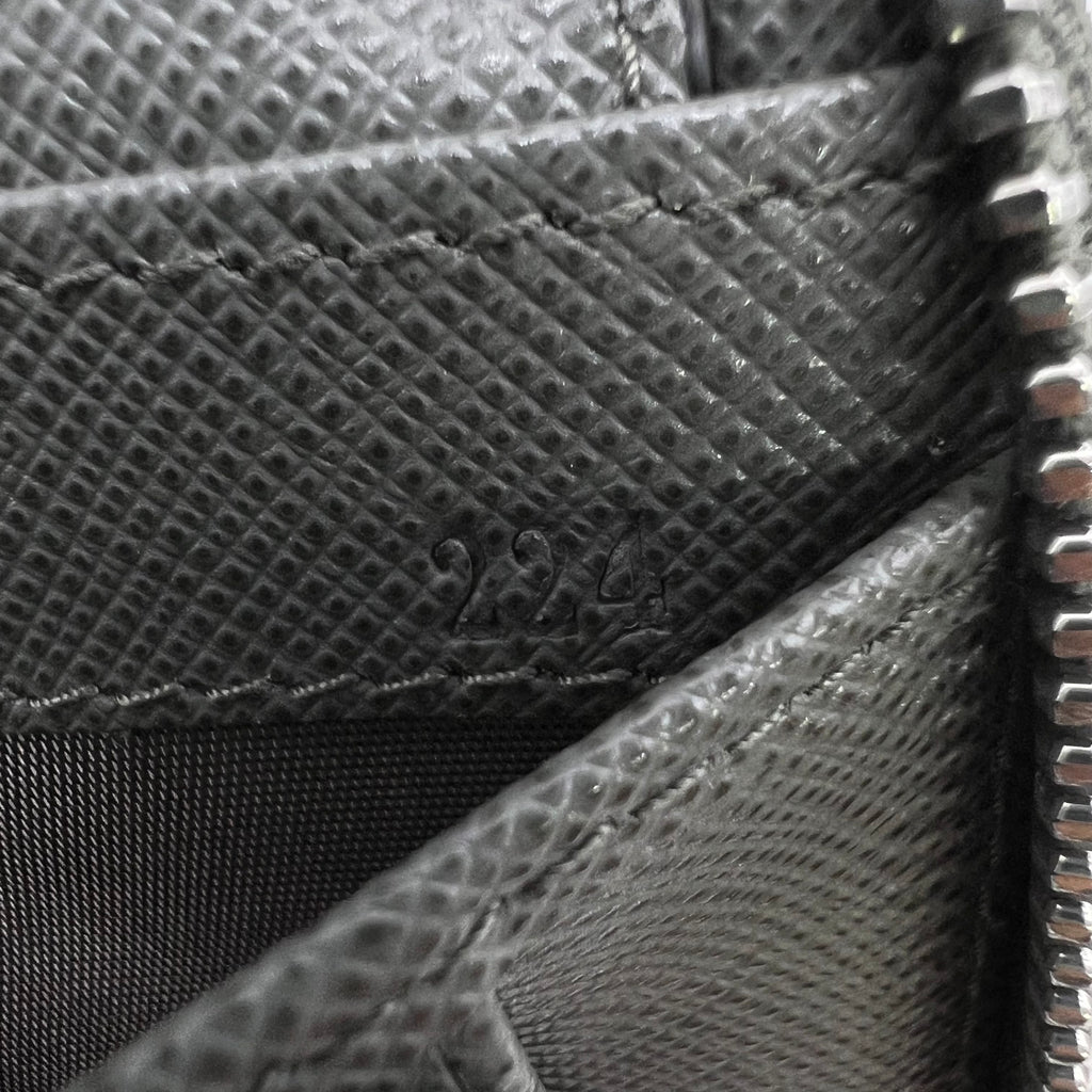 Grey Saffiano Leather Long Zip-Around Wallet W22586