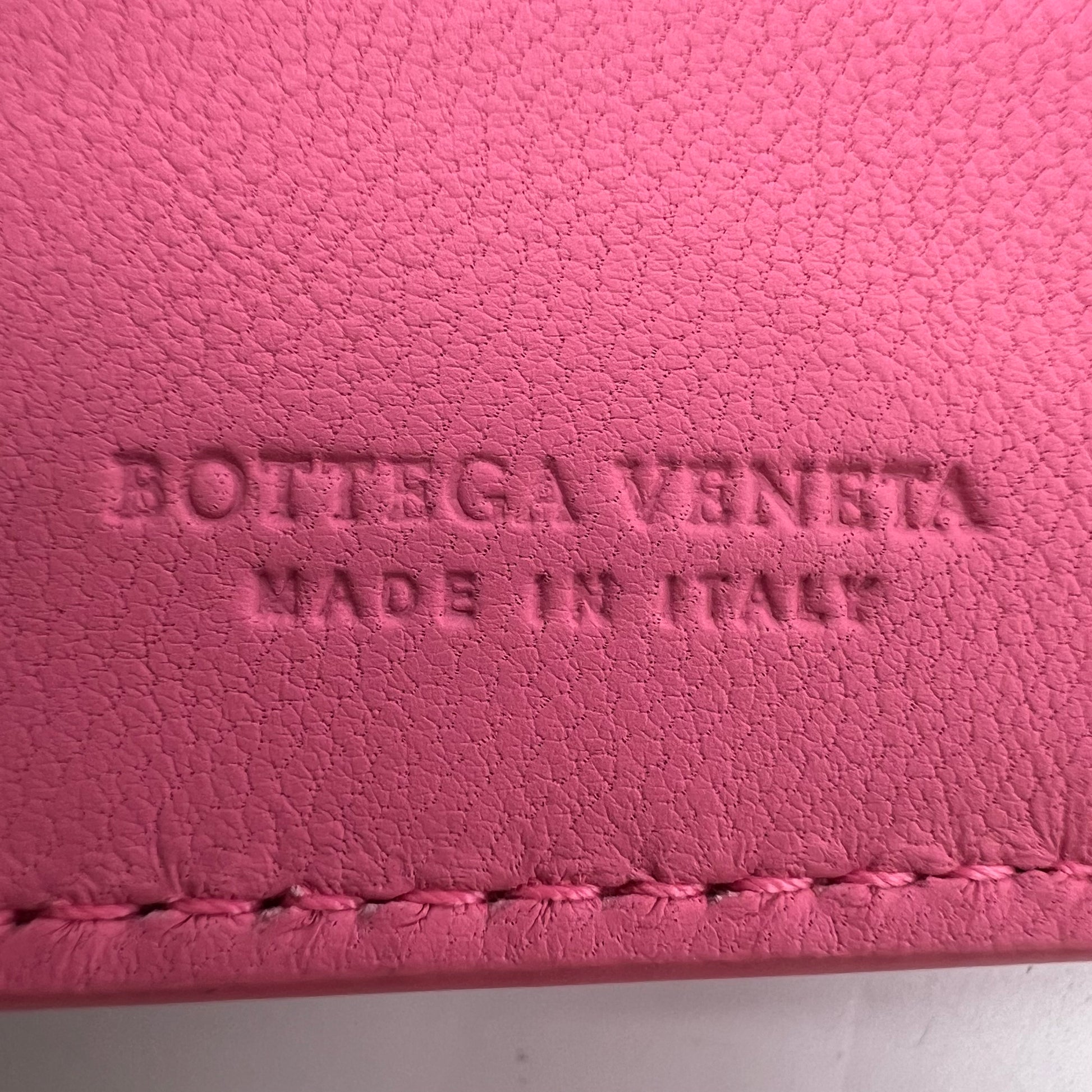 Light Pink Intrecciato Woven Nappa Leather Compact Wallet W22575