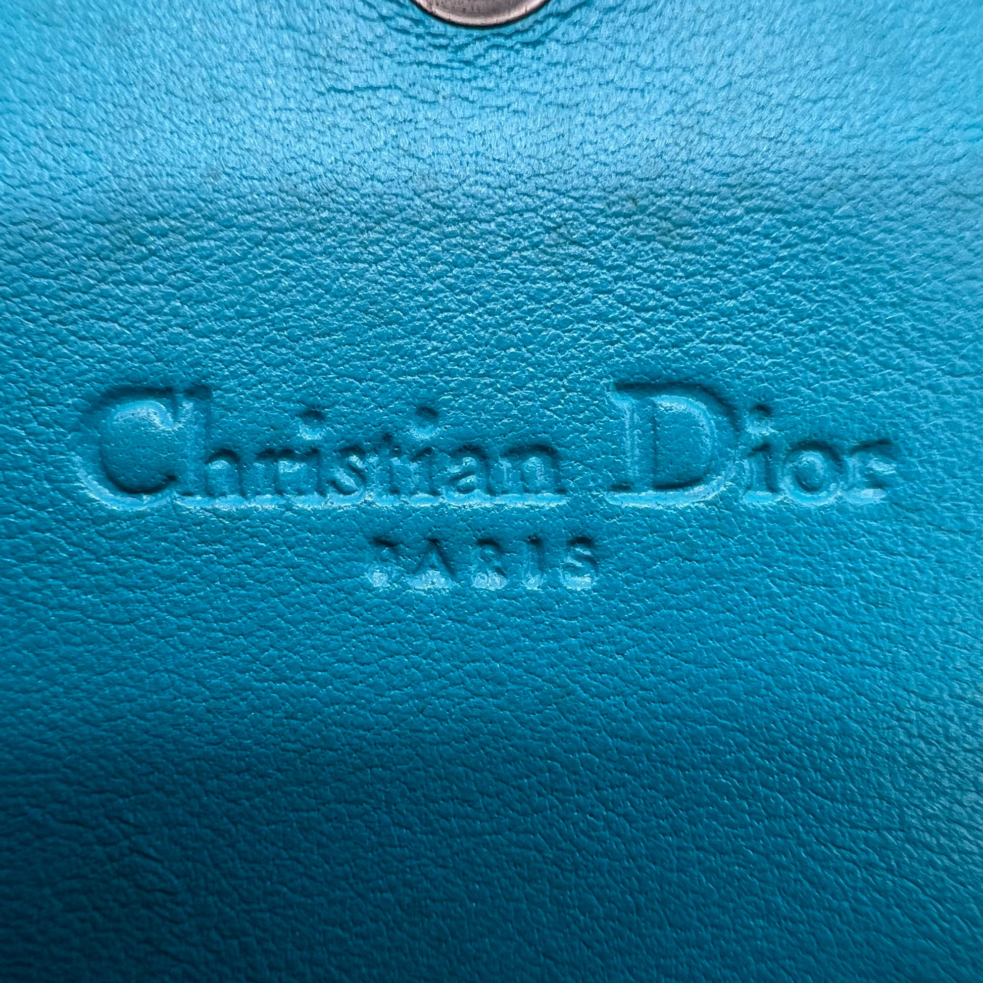 Turquoise Quilted Cannage Patent Leather Lady Dior Wallet on Chain Bag W22562