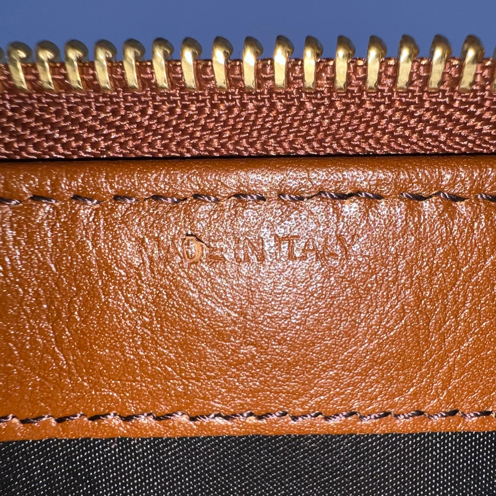 House Check Bridle Calfskin Ziggy Zip Around Wallet Dark Tan W22533