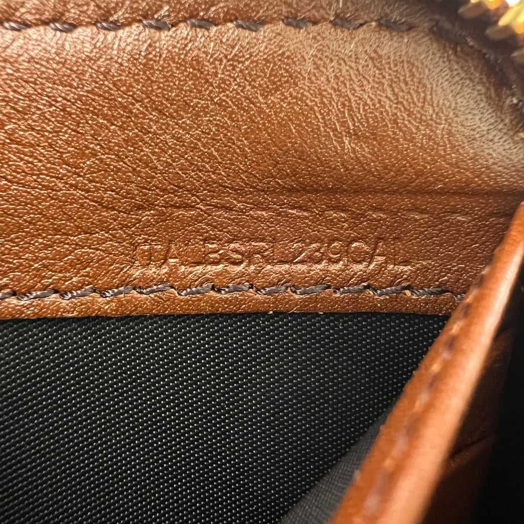 House Check Bridle Calfskin Ziggy Zip Around Wallet Dark Tan W22533