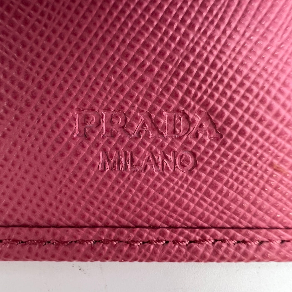 Saffiano Metal Small Compact Wallet Peonia Begonia W22631