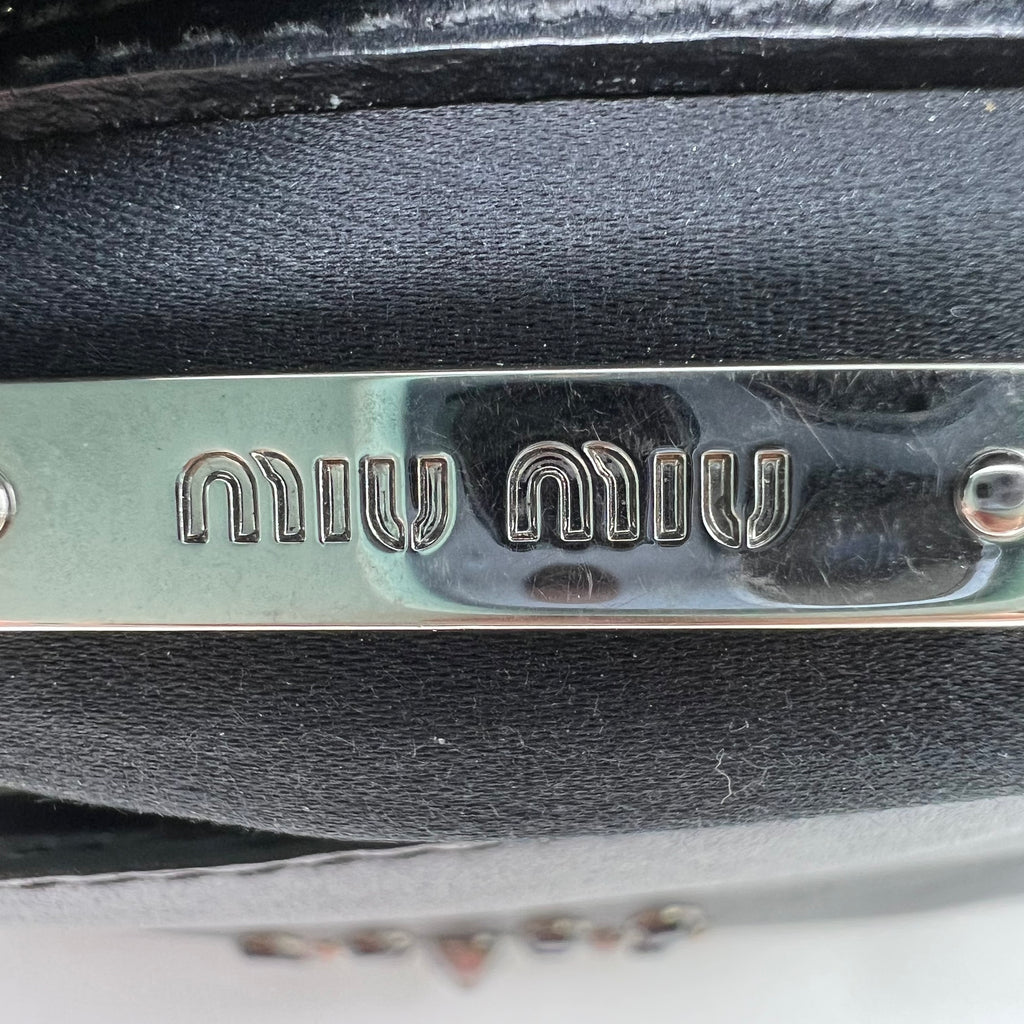 Miu Miu Black Smooth Leather Vertical Studded Double Turn-Lock Shoulder Bag B23320