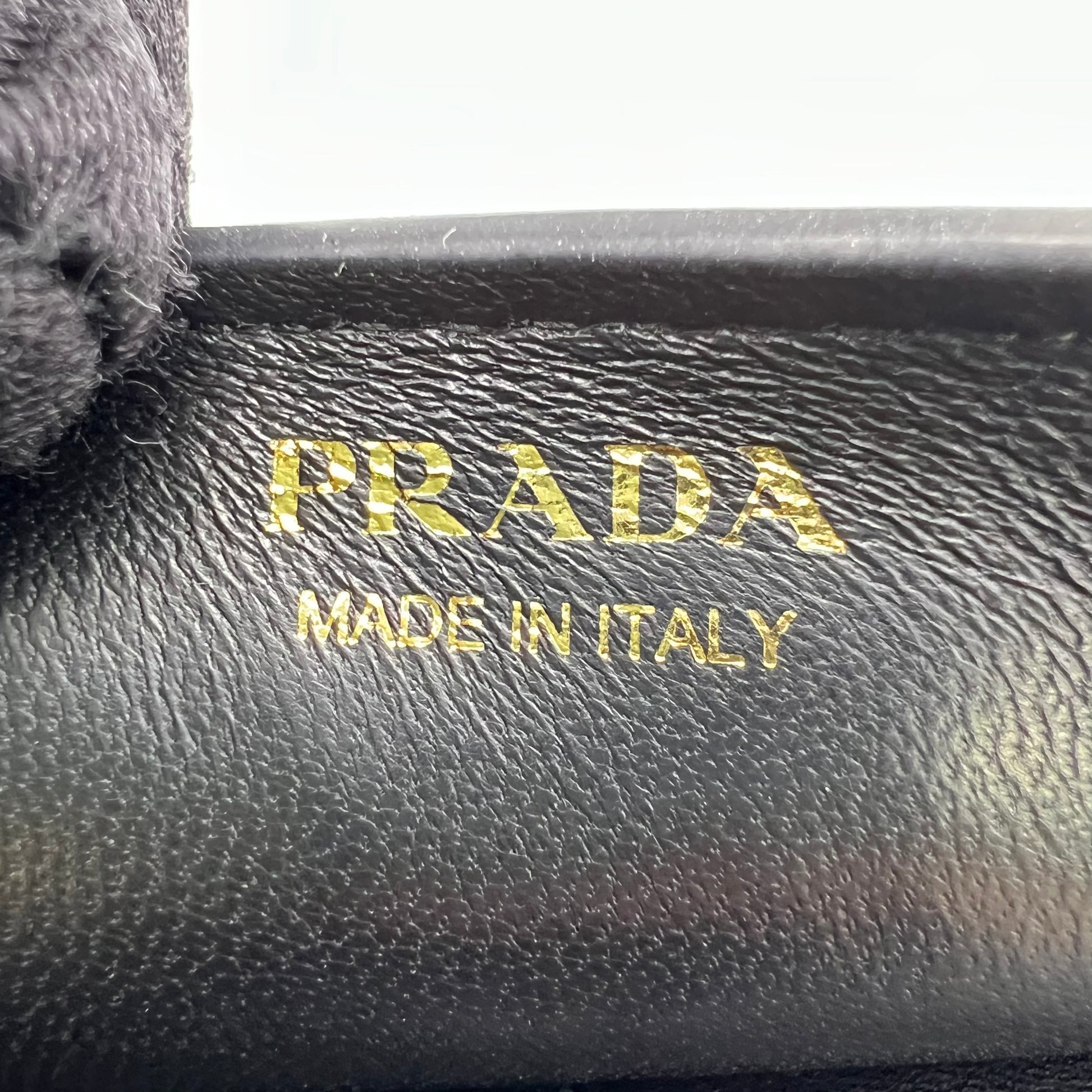 Prada Saffiano + Cocco Embellished Chain Wallet / Clutch B23475