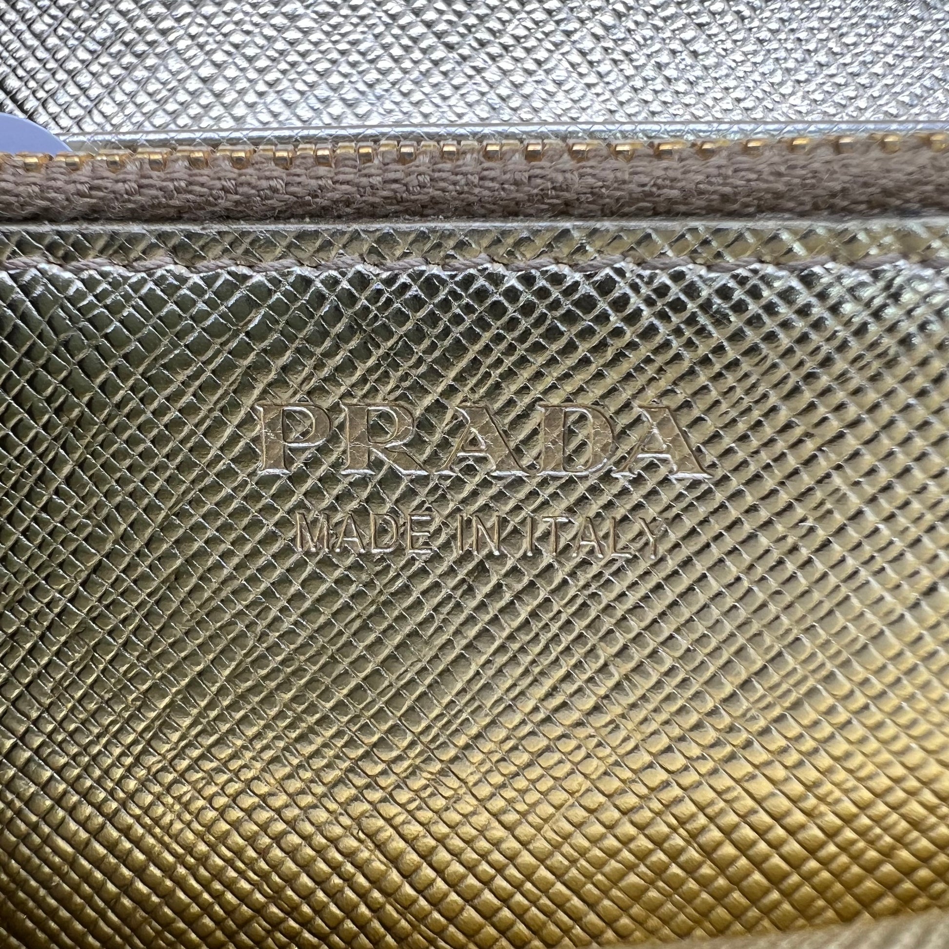 Gold Saffiano Metal Leather Logo Flap Continental Wallet W22704