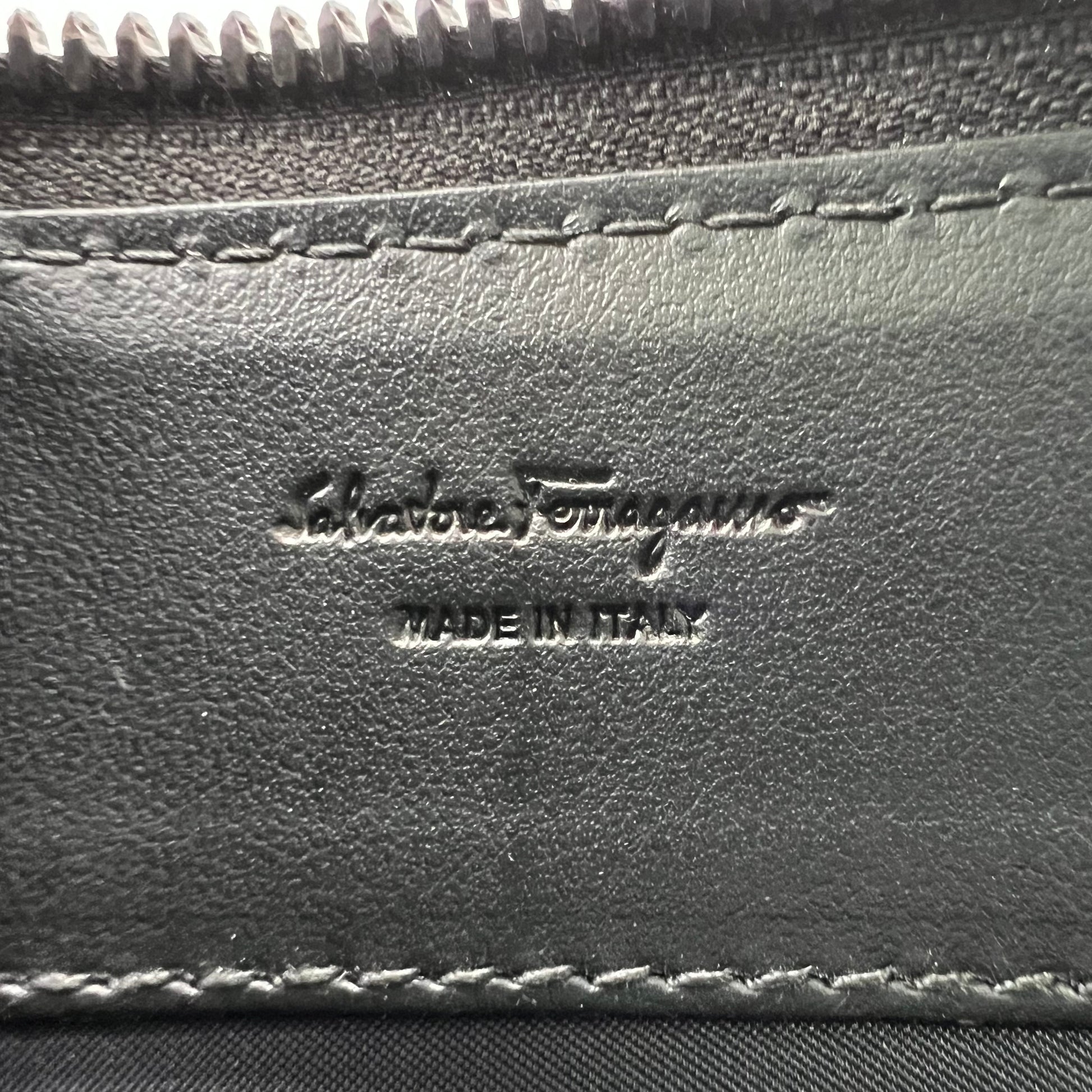 Ferragamo Gancini Embossed Leather Wristlet Pouch W22747
