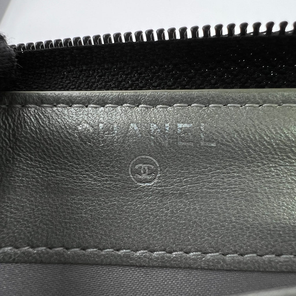 Chanel Camellia Embossed Lambskin Long Zip Around Wallet W22741