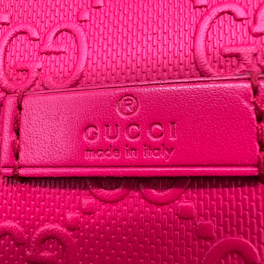 Gucci Hot Pink Diamante Textured Leather Hilary Medium Bucket Bag twins B23560