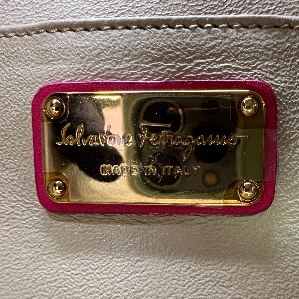 Salvatore Ferragamo Afef Gancio Lock Leather Wristlet Clutch W22758