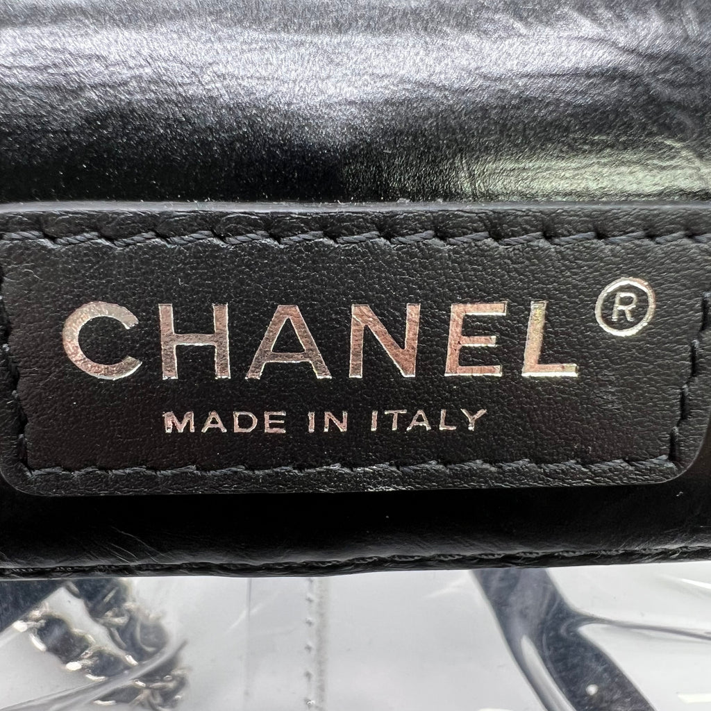 Chanel Quilted Crumpled Calfskin and Transparent PVC Aquarium Vanity Flap Backpack B23748