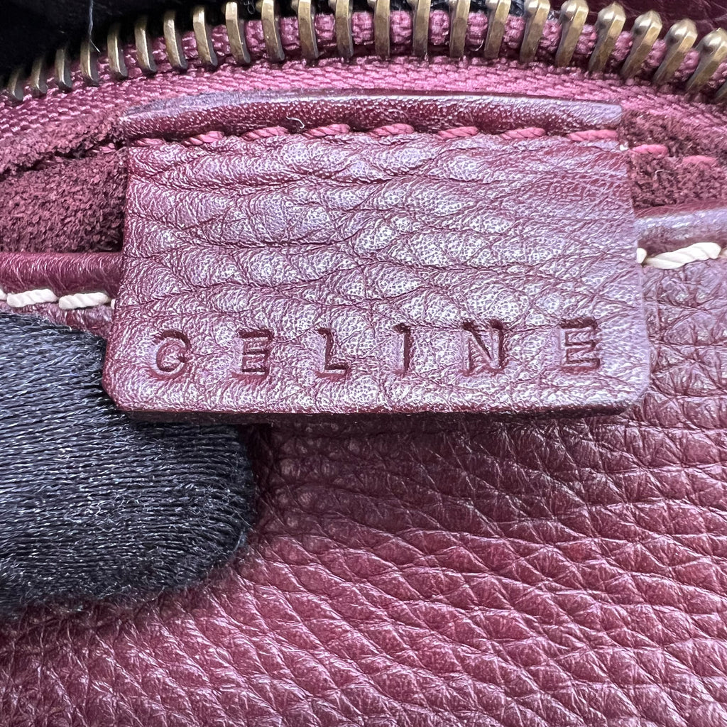 Celine Vintage Stitched Leather Buckle Shoulder Bag B23626