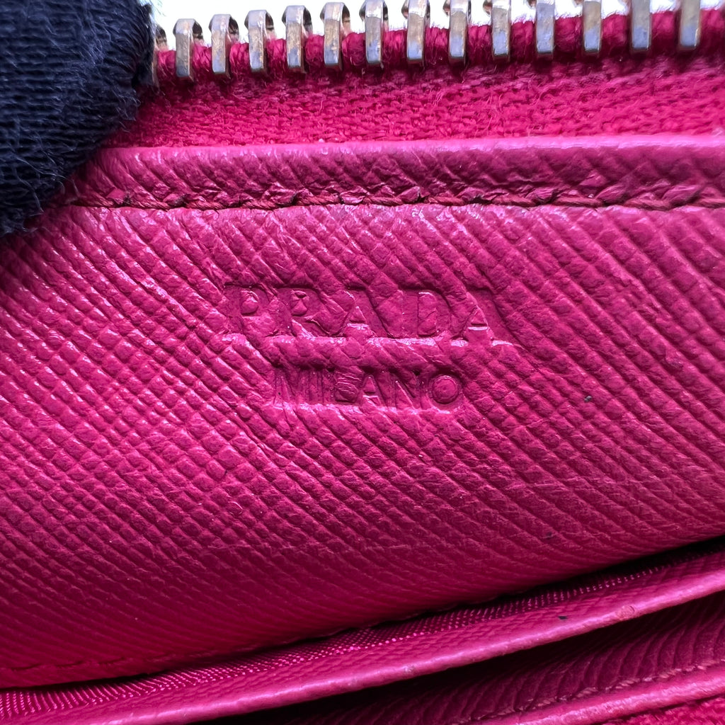 Prada Saffiano Metal Triangle Zippy Wallet W22703