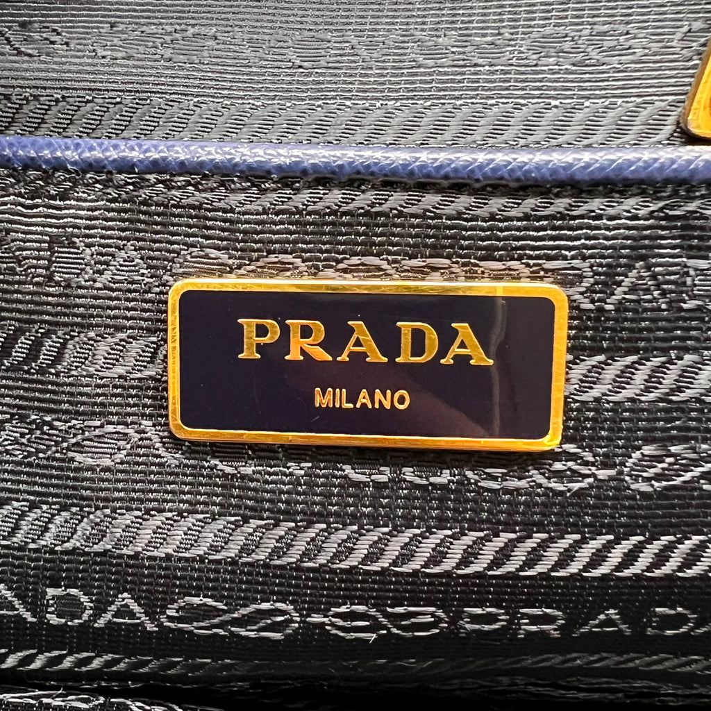 Prada Saffiano Lux Large Galleria Double Zip Tote Bluette B23761