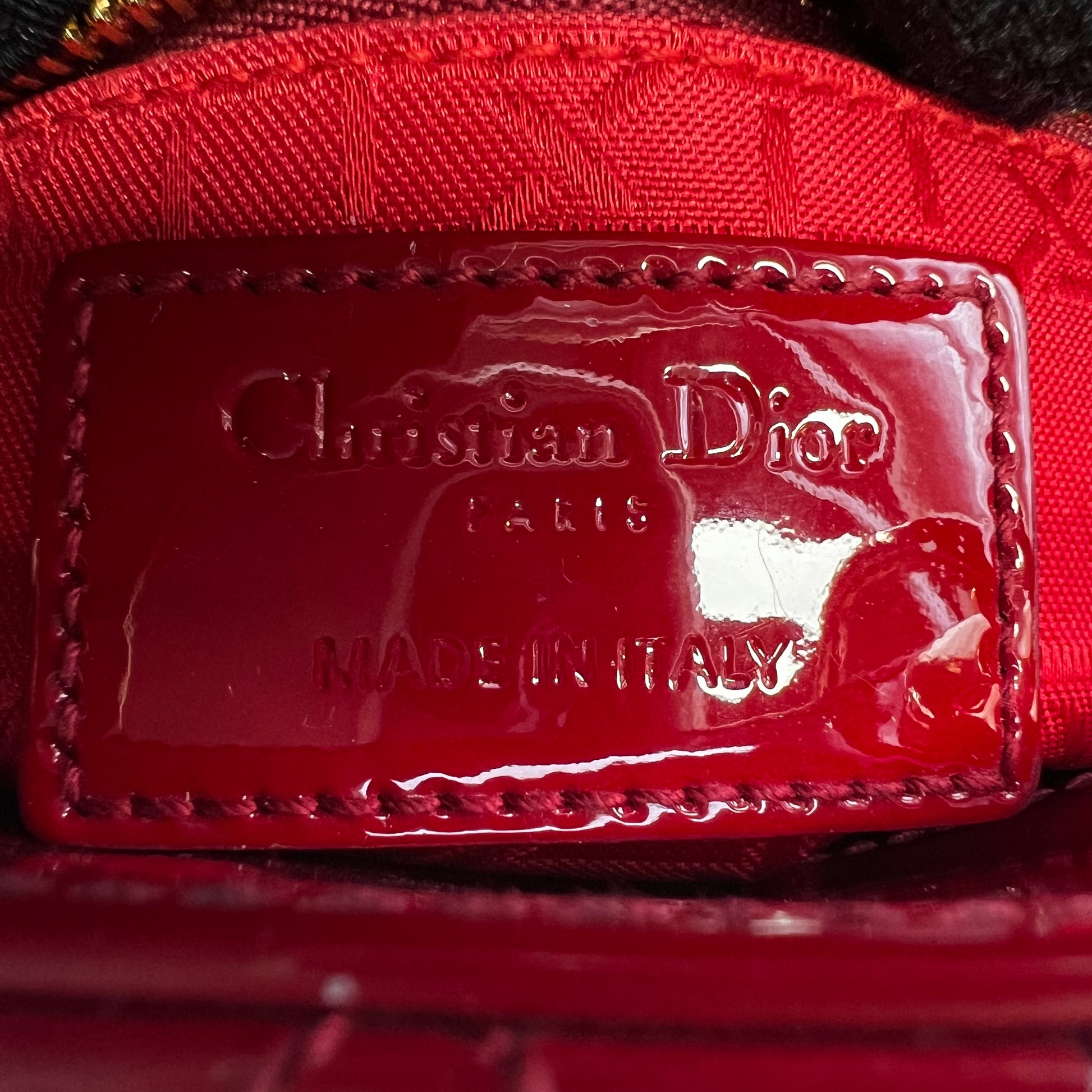 Mini Lady Dior Bag in Cherry Red Patent Cannage Calfskin B23890