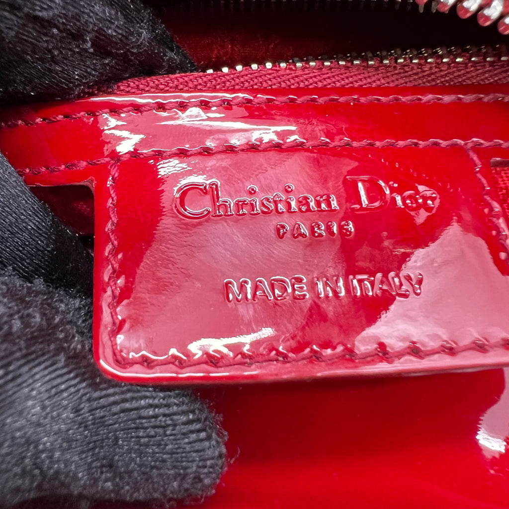 Christian Dior Medium Lady Dior Bag in Cherry Red Patent Cannage Calfskin B23218