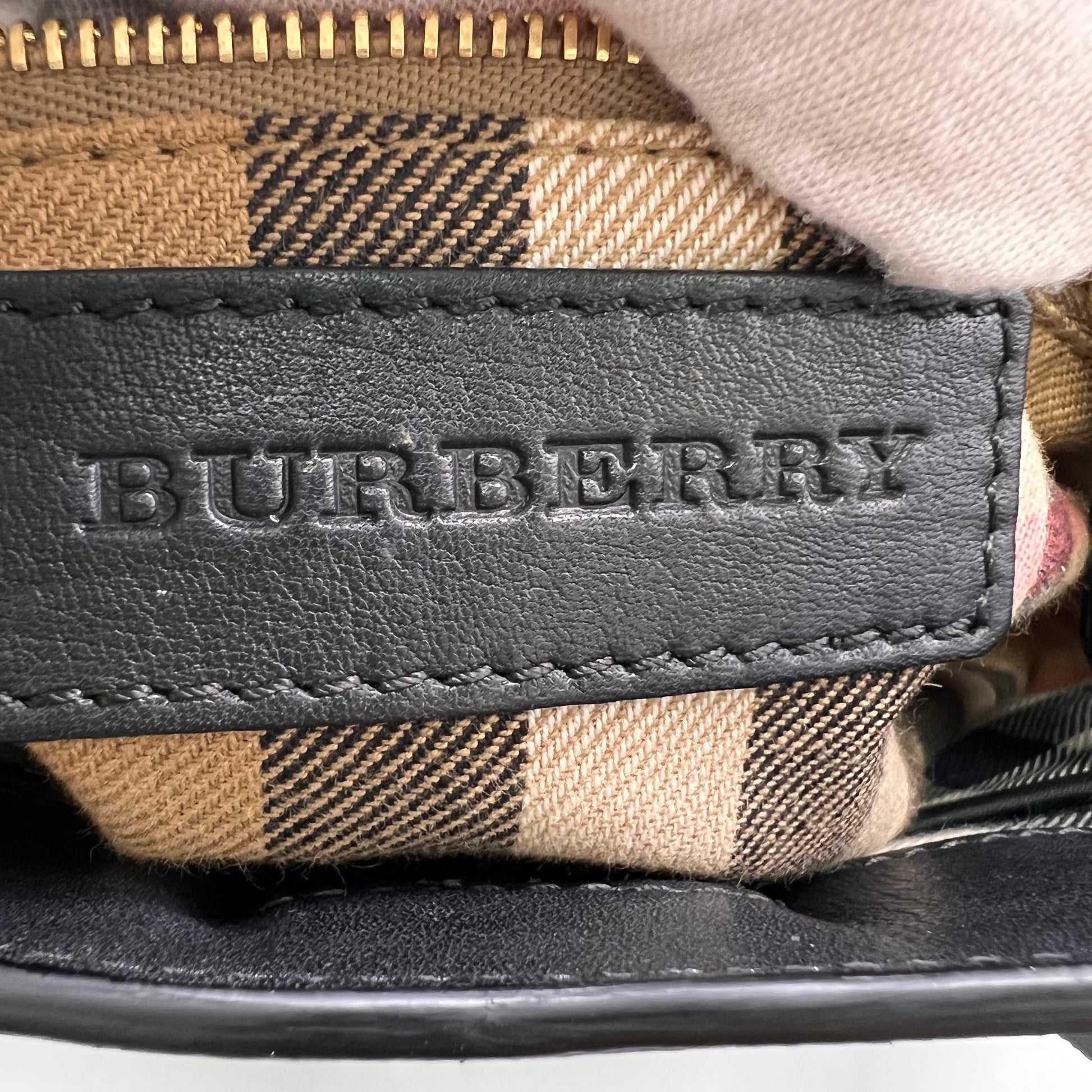 Burberry Banner Leather and House Check Canvas Small B23863