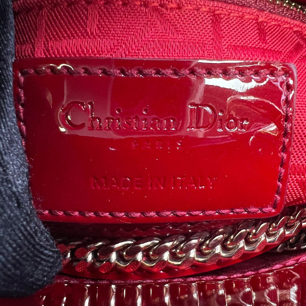 Patent Cannage Mini Lady Dior Red B23821