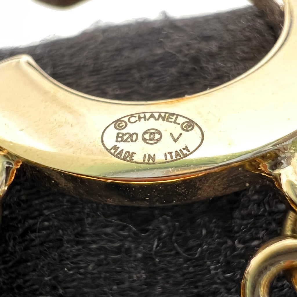 Chanel Metal Cha-Nel Logo Drop Earrings Gold W22977