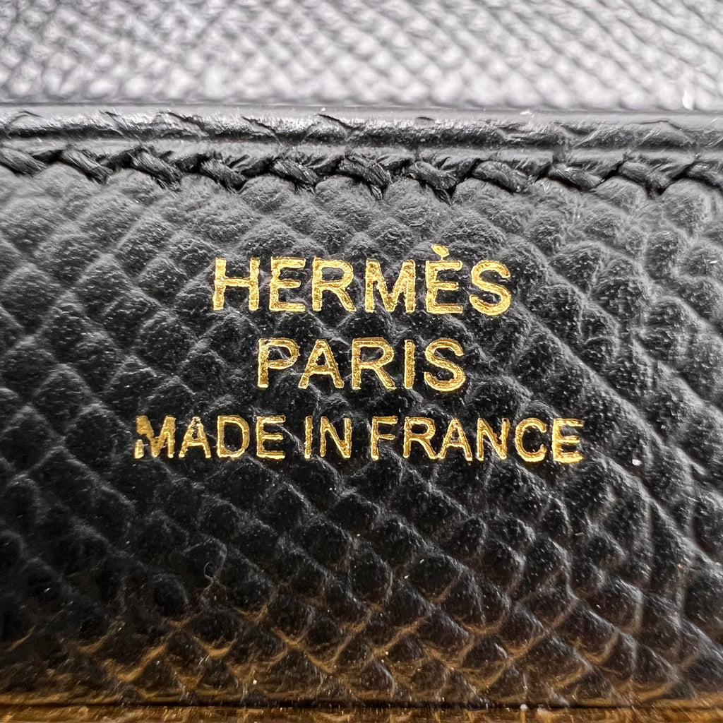 Hermes Noir Epsom Leather Kelly Depliant Medium Trifold Wallet w/ Box W22916
