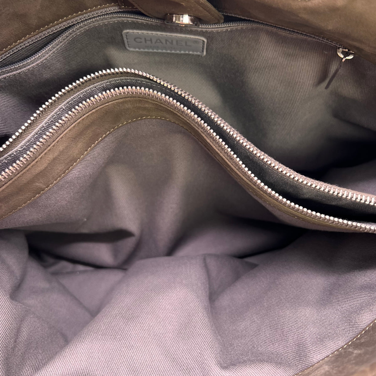 Chanel Taupe Quilted Iridescent Calfskin Leather Tote Bag B22976