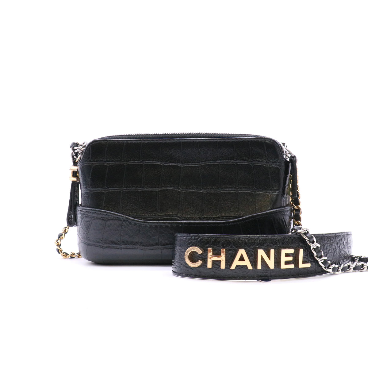 Chanel Gabrielle Small Hobo Bag with Logo Strap in Crocodile-Embossed Calfskin Twins LDJ6147