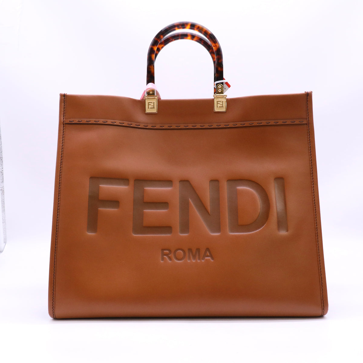 Fendi Medium Sunshine Shopper Bag in Brown Leather Twins LDJ6162