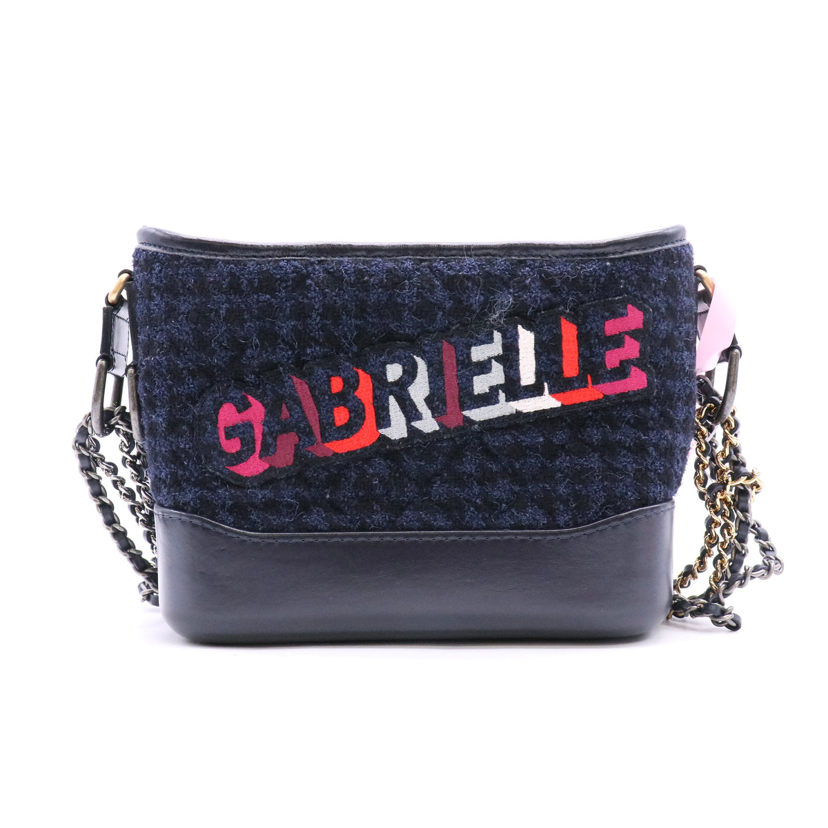 Chanel Gabrielle Embroidered Logo Small Hobo Bag in Tweed and Calfskin Twins LDJ6153