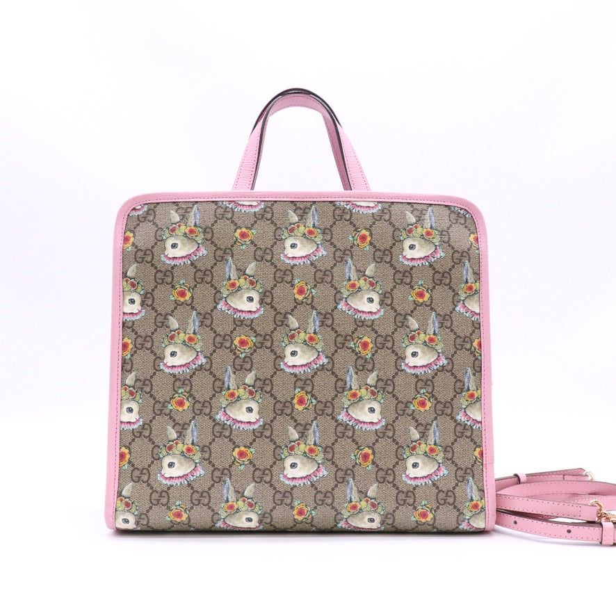 Gucci Children's Yuko Higuchi Rabbit Print GG Supreme 2WAY Tote Bag Twins LDZ1270