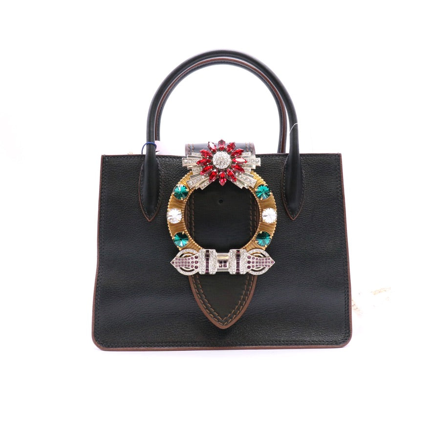 Miu Miu Miu Lady Madras Crystal-Embellished Tote Bag Twins LDJ6185