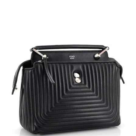 DotCom Click Top Handle Bag Quilted Leather Small Twins