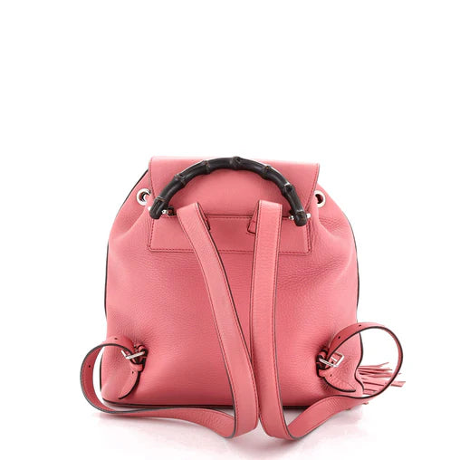 Cellarius Calfskin Medium Bamboo Backpack Glossy Pink - twins