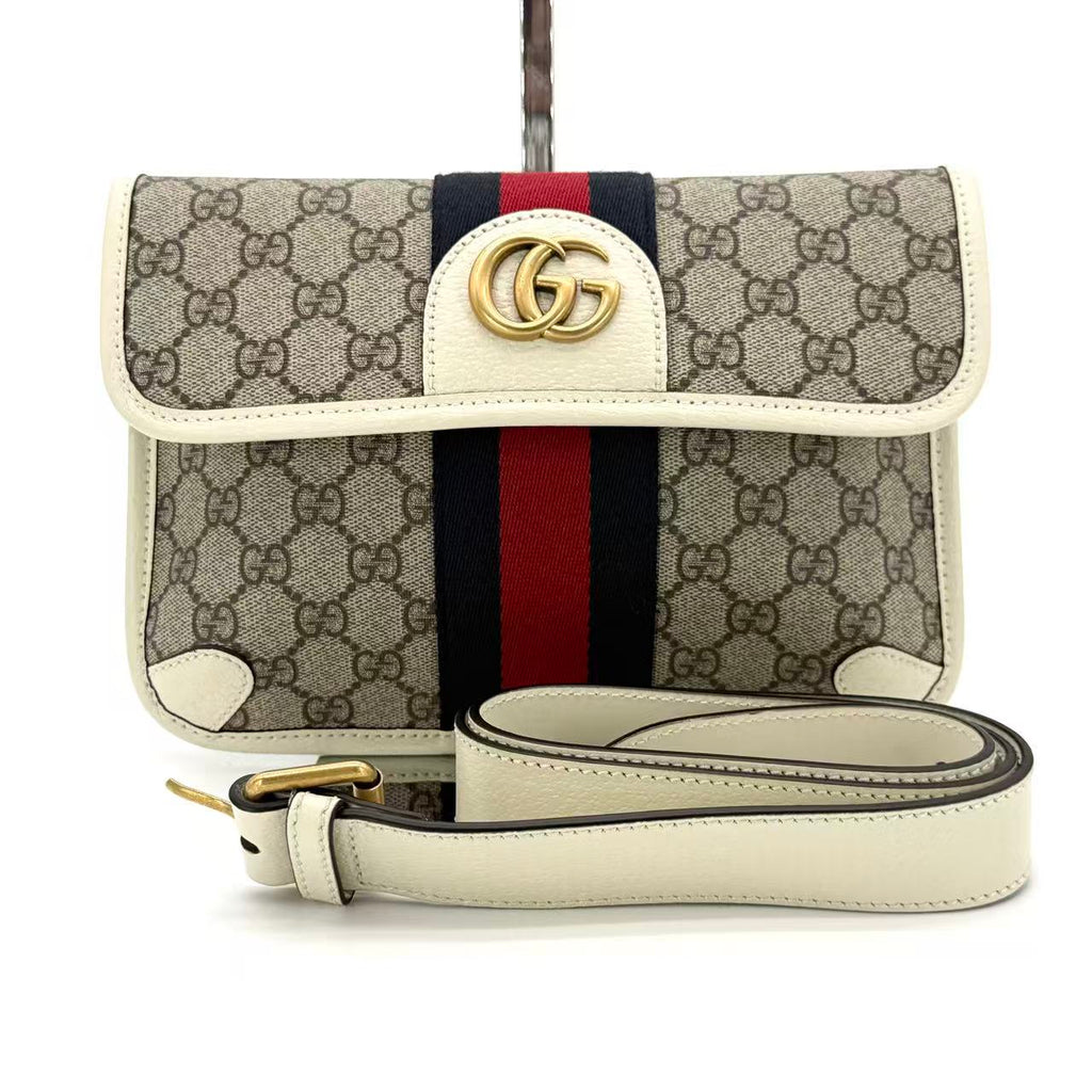 Brown/White GG Canvas Web Ophidia Belt Bag