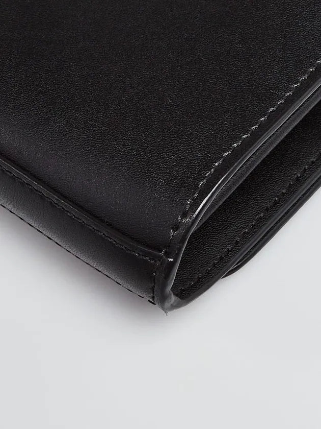Black Leather Wallet On Chain Clutch Bag twins