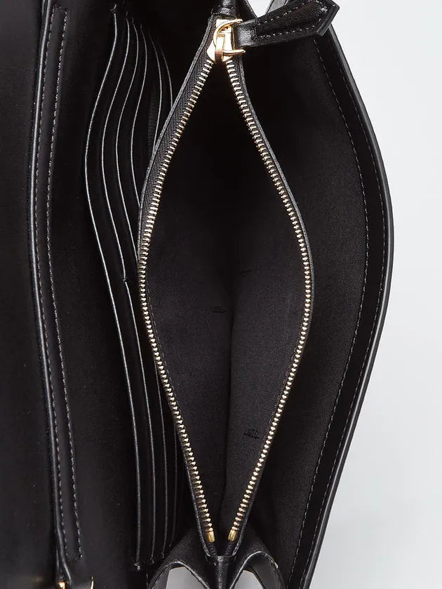Black Leather Wallet On Chain Clutch Bag twins
