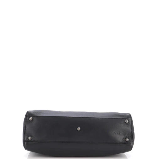 Vitello Seta Shiny Nappa Medium Peekaboo Iconic Satchel Black twins