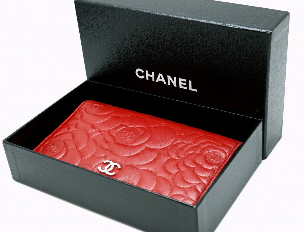 CAMELLIA LAMBSKIN W/CARD LONG WALLET twins