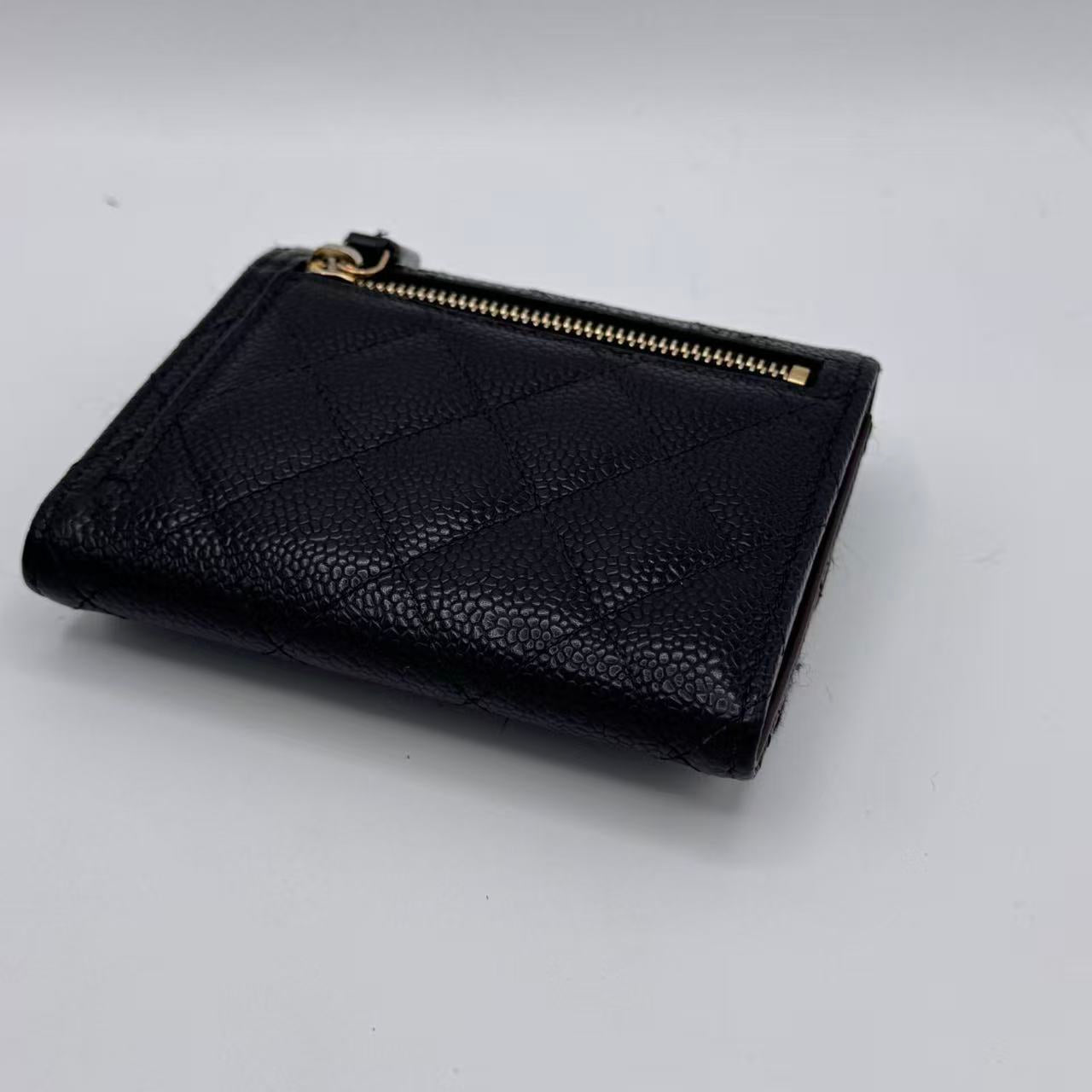 CC Compact Classic Flap Wallet Quilted Caviar