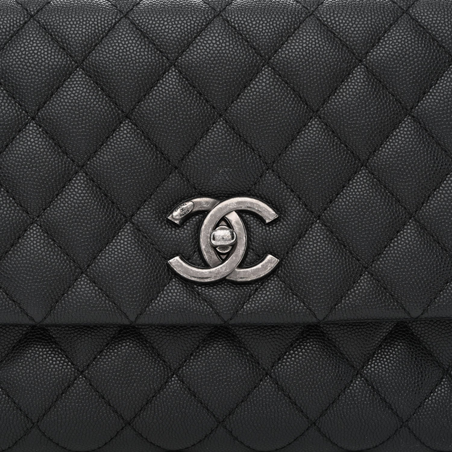 Caviar Lizard Quilted Medium Coco Handle Flap Black Burgundy Twins