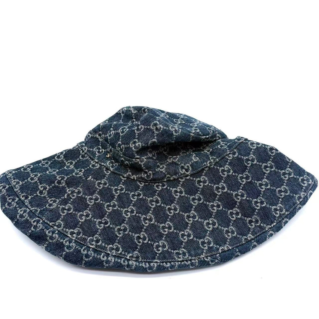 GG Denim Wide Brim Sun Hat