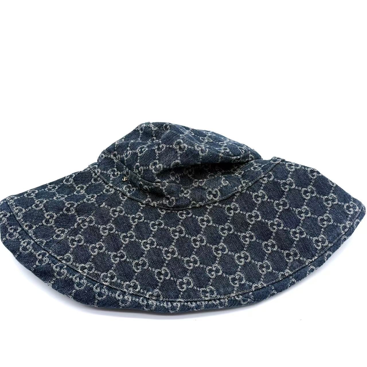 GG Denim Wide Brim Sun Hat