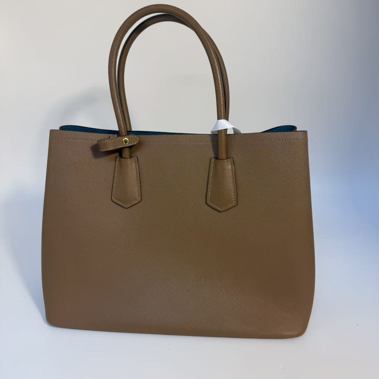 Saffiano Cuir Medium Double Bag Cannella Turchese twins