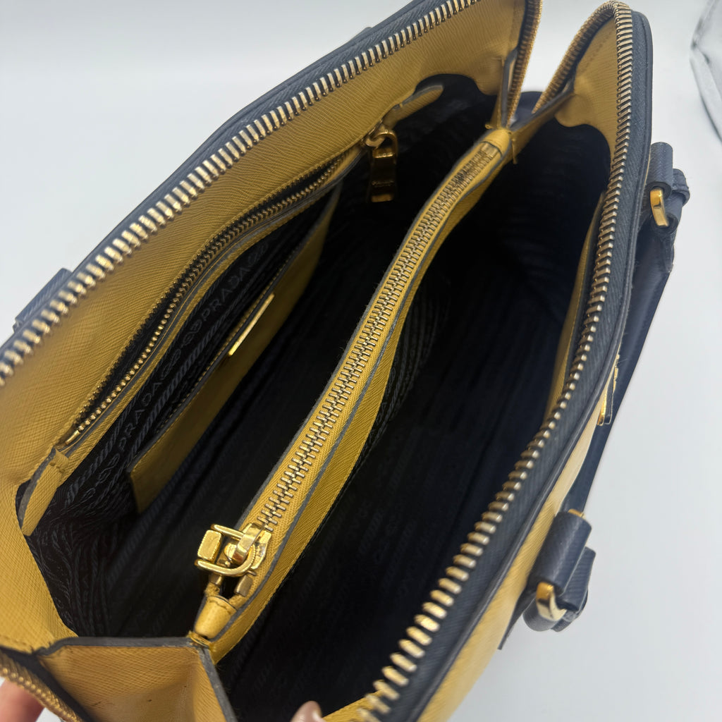 Bicolor Medium Saffiano Lux Promenade Handle Bag