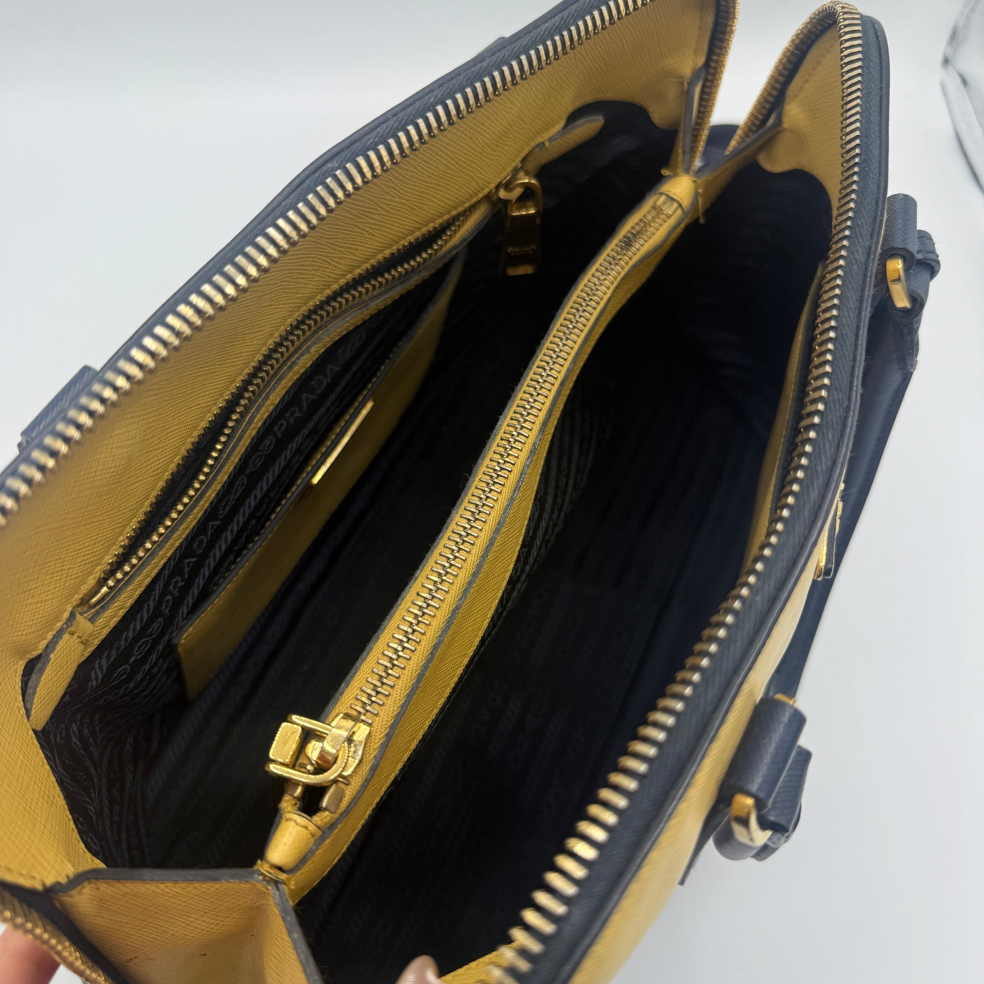 Bicolor Medium Saffiano Lux Promenade Handle Bag