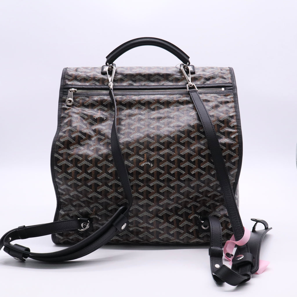 Goyard Black Chevron Print Coated Canvas Saint-Leger Bag TwinsLDJ2715