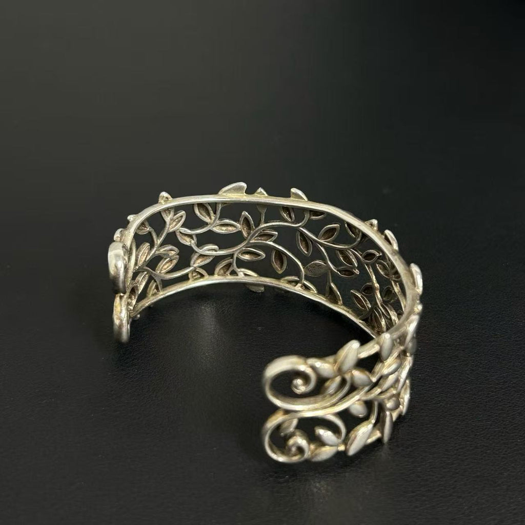 Tiffany & Co. Sterling Silver Paloma Picasso Olive Leaf Cuff Bracelet Twins LDJ4284