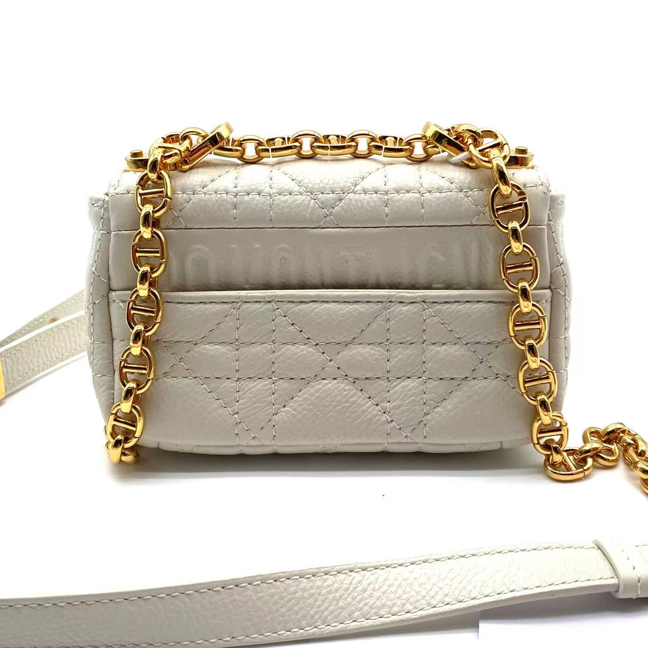 Small Dior Caro Bag Ivory Supple Cannage Calfskin